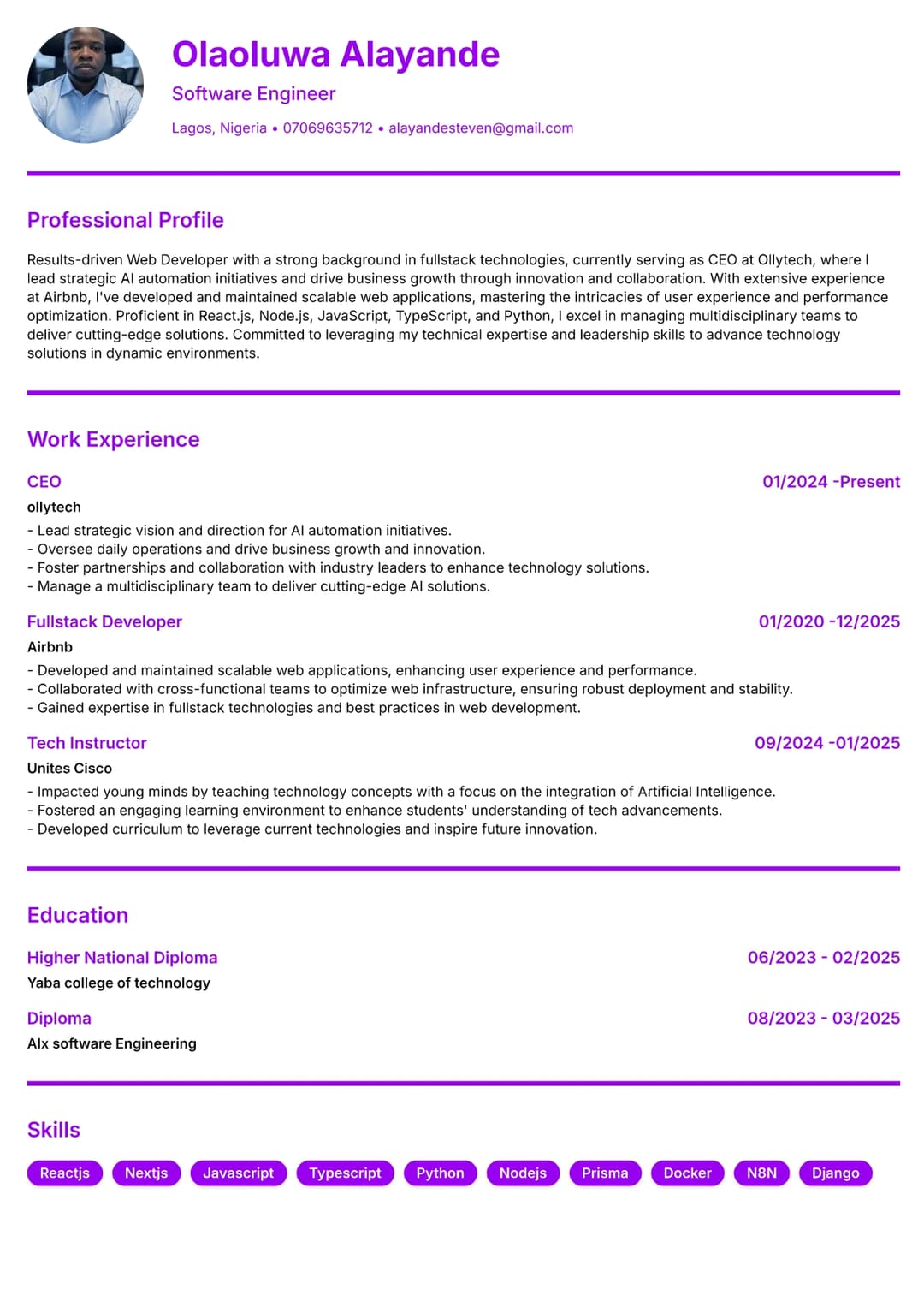 Resume Preview